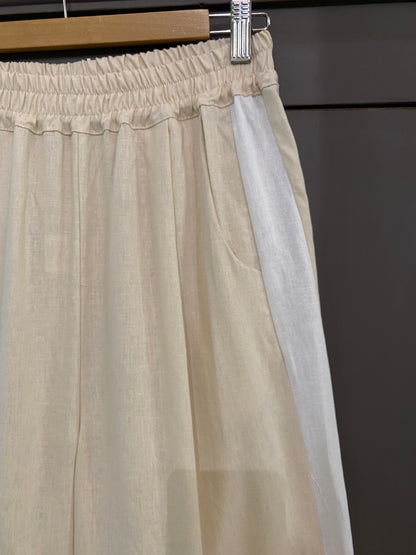 Luis pantalone donna in Lino e viscosa colore crema e panna