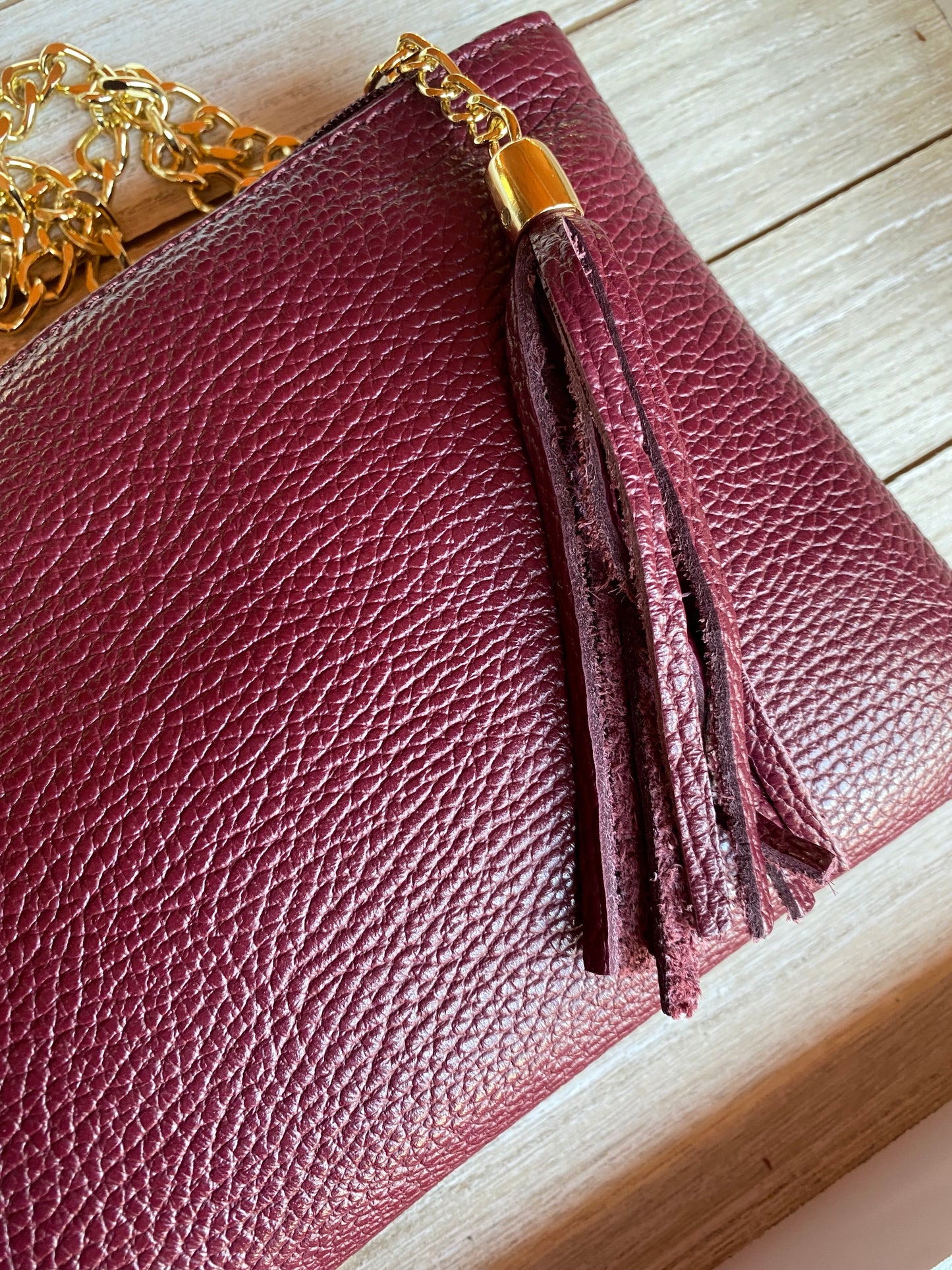 Pochette Mimì in pelle bordeaux