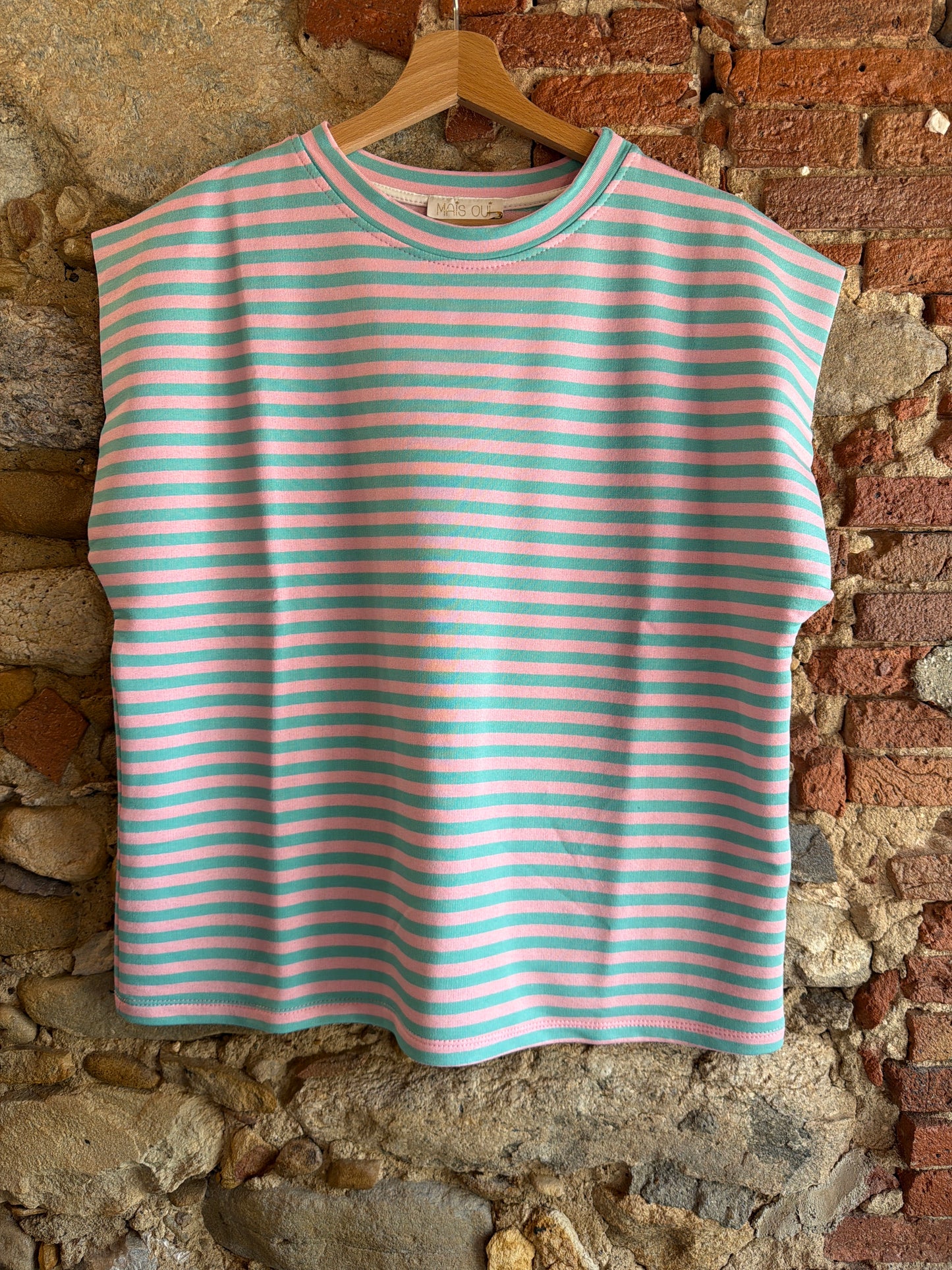 T-shirt Enora riga rosa tiffany