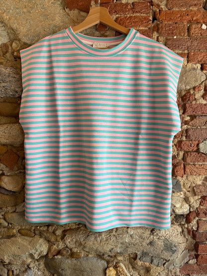 T-shirt Enora riga rosa tiffany