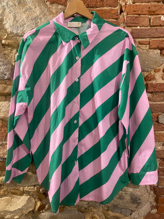 Camicia Olivia verde rosa