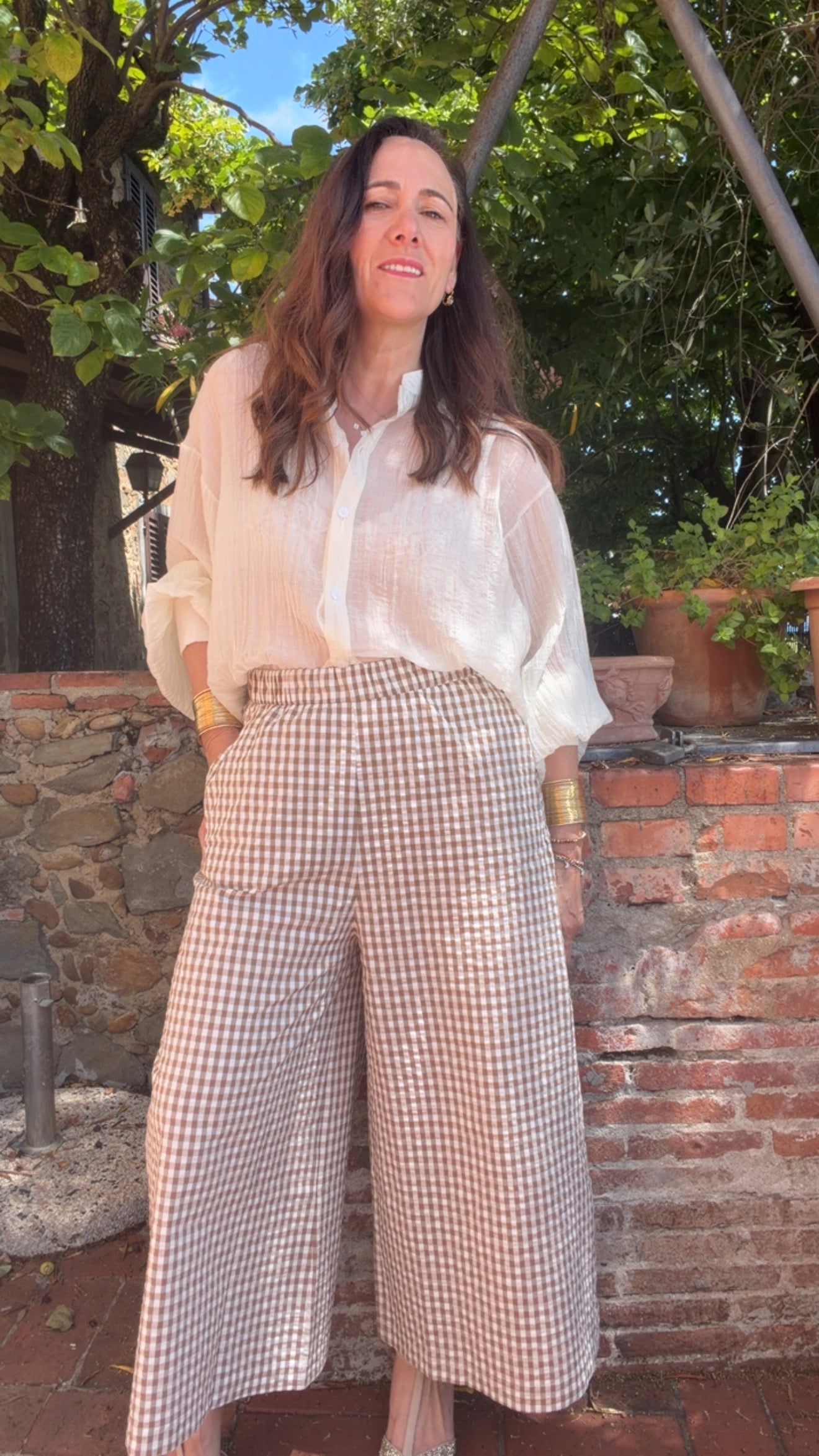 Pantalone Check Beige