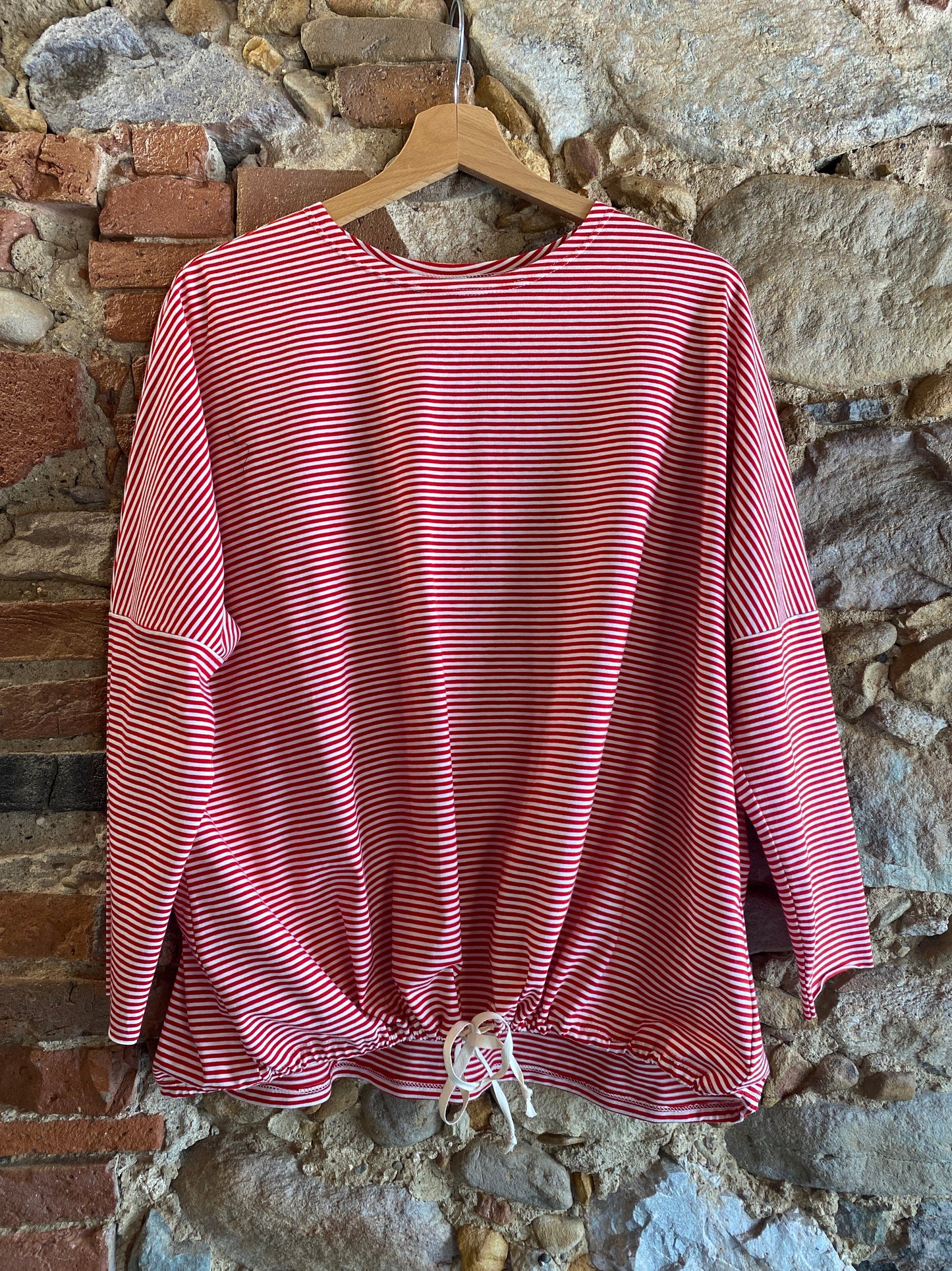 Felpa Pistillo riga latte rosso