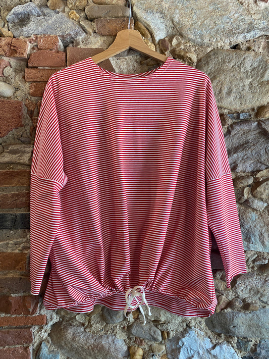 Felpa Pistillo riga latte rosso