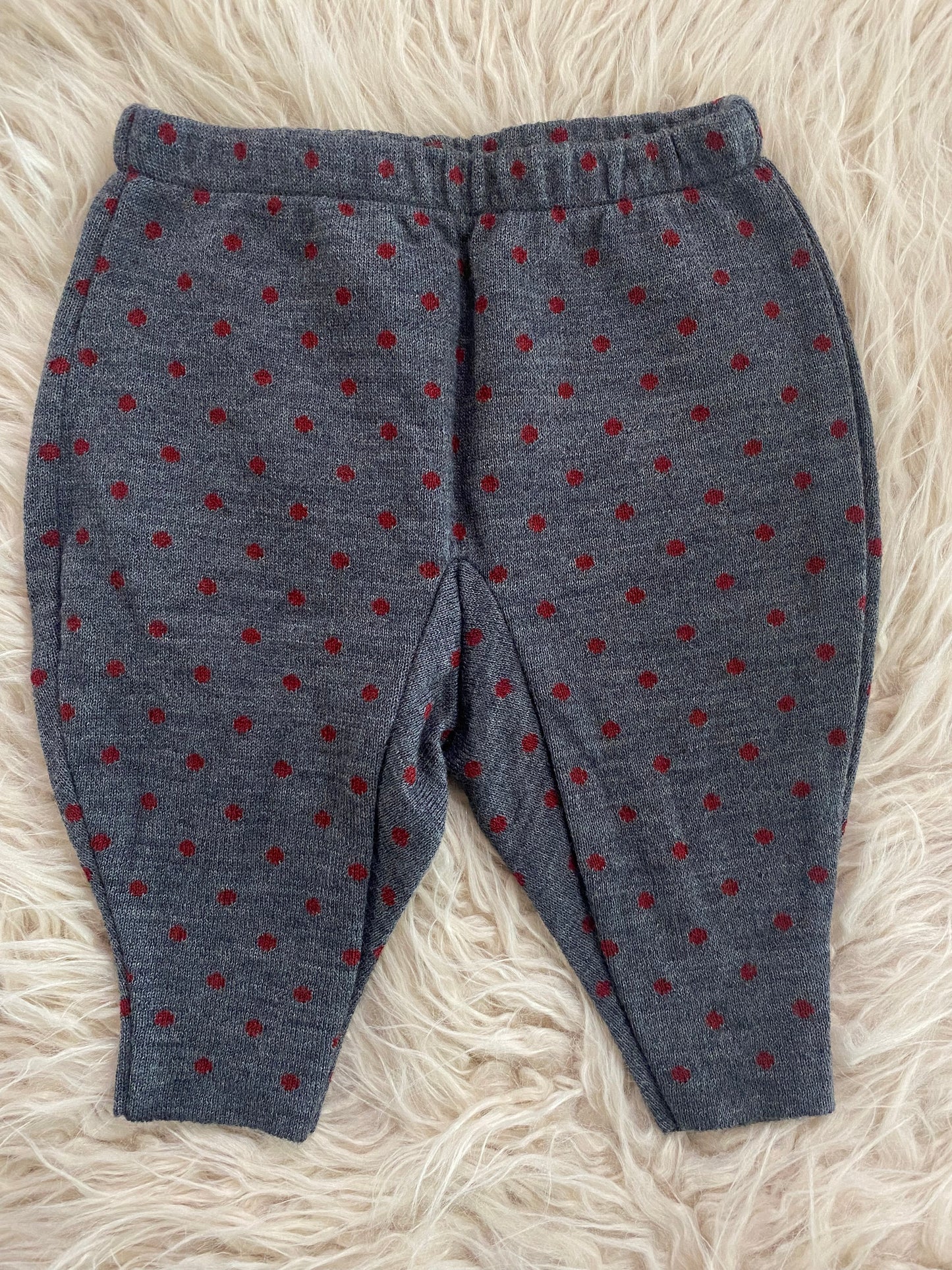Pantalone in maglia misto lana colore grigio scuro pois bordeaux