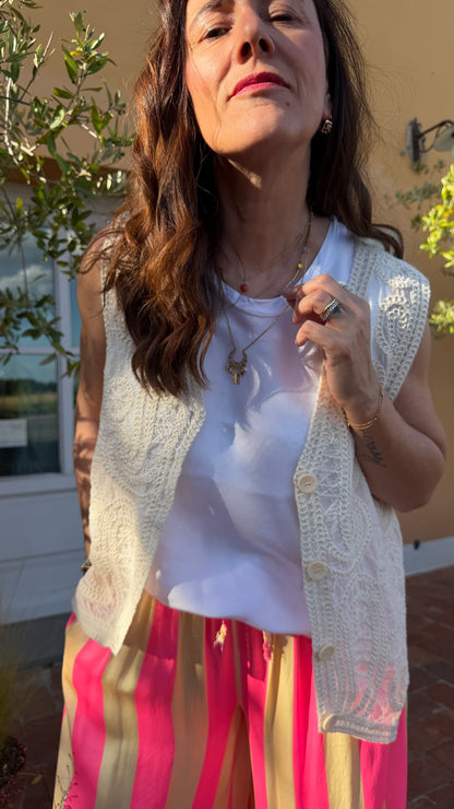 Gilet Crochet panna