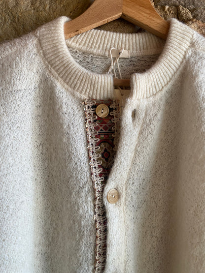 Cardigan Lana e mohair colore latte