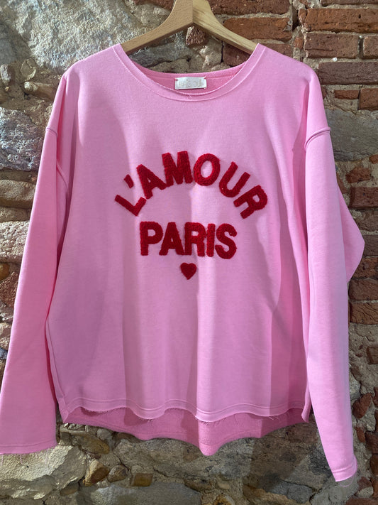 Felpa L’Amour Paris rosa bubble