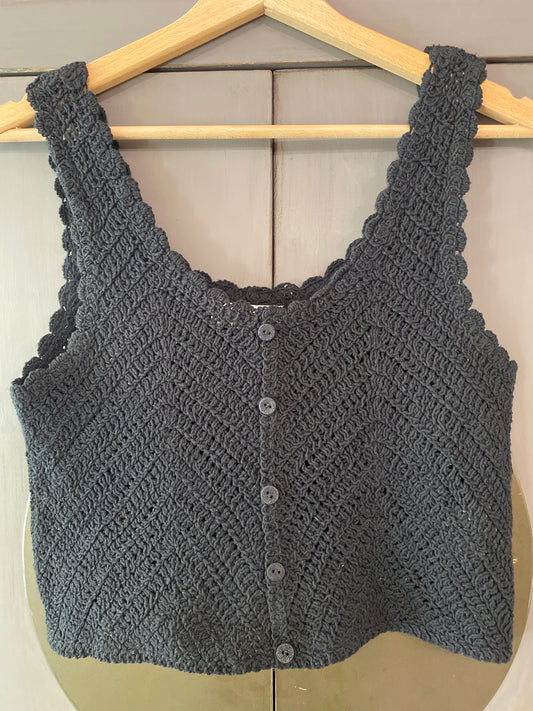 Top crop Remi’ crochet colore nero
