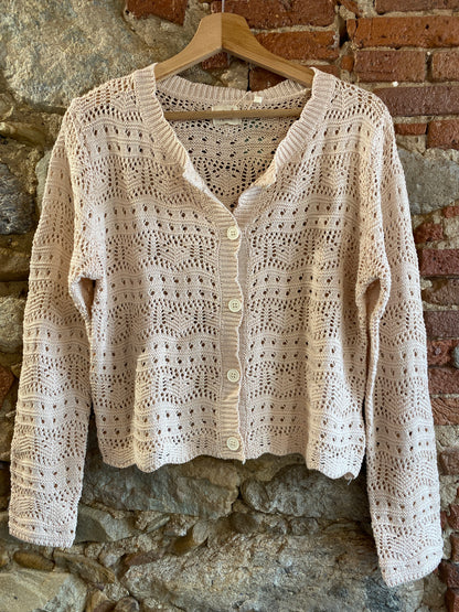 Cardigan in maglia écru