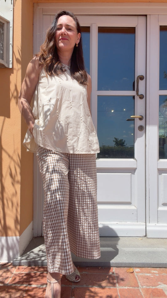 Pantalone Check Beige