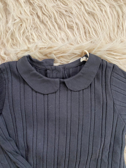 Maglia cotone a coste colore carbone