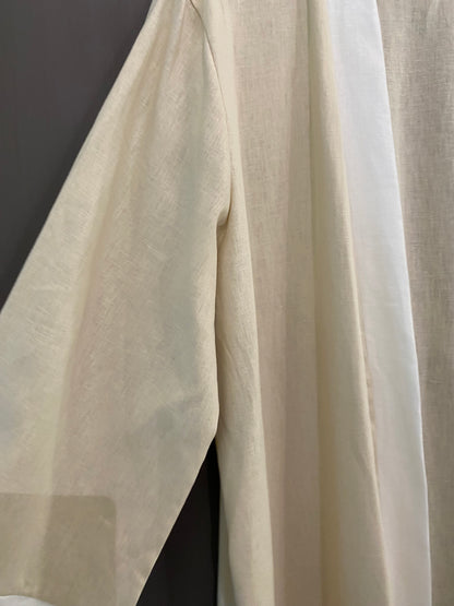 Charlotte Kimono donna in Lino e viscosa colore panna e bianco