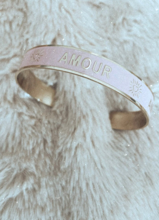 Bracciale rigido smaltato colore rosa