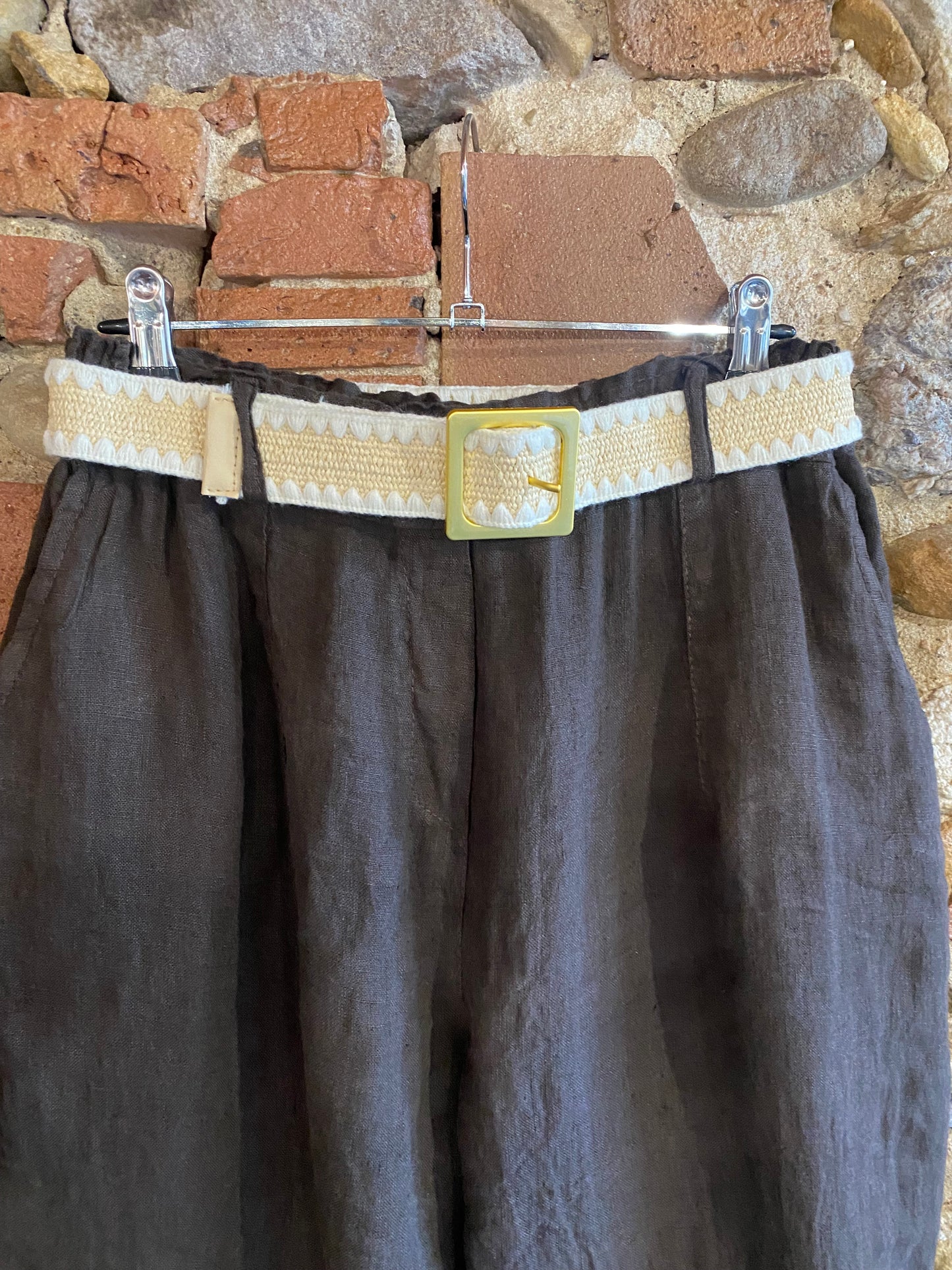 Pantalone Sweet in Lino colore cioccolato
