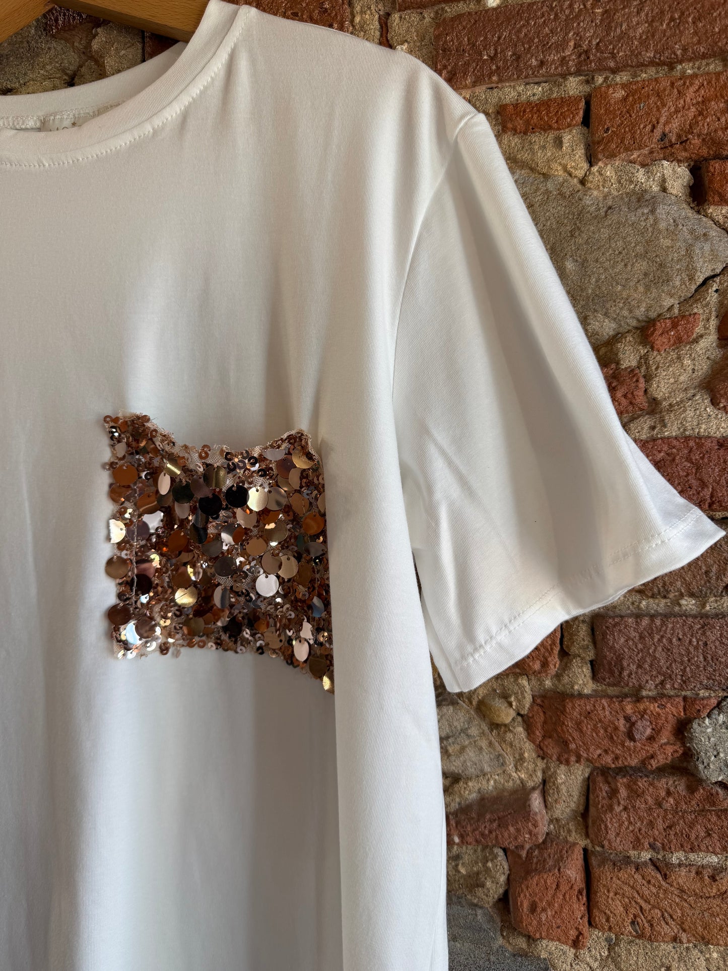 T-shirt Sparkle oro rosa