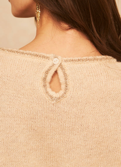 Maglione misto lana avorio dettagli lurex