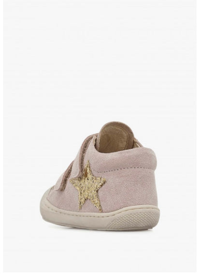 Sneakers in suede perlato  colore rosa cipria stella glitter