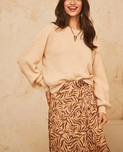 Maglione misto lana avorio dettagli lurex