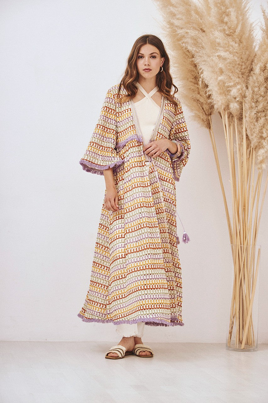 Kimono lungo a righe