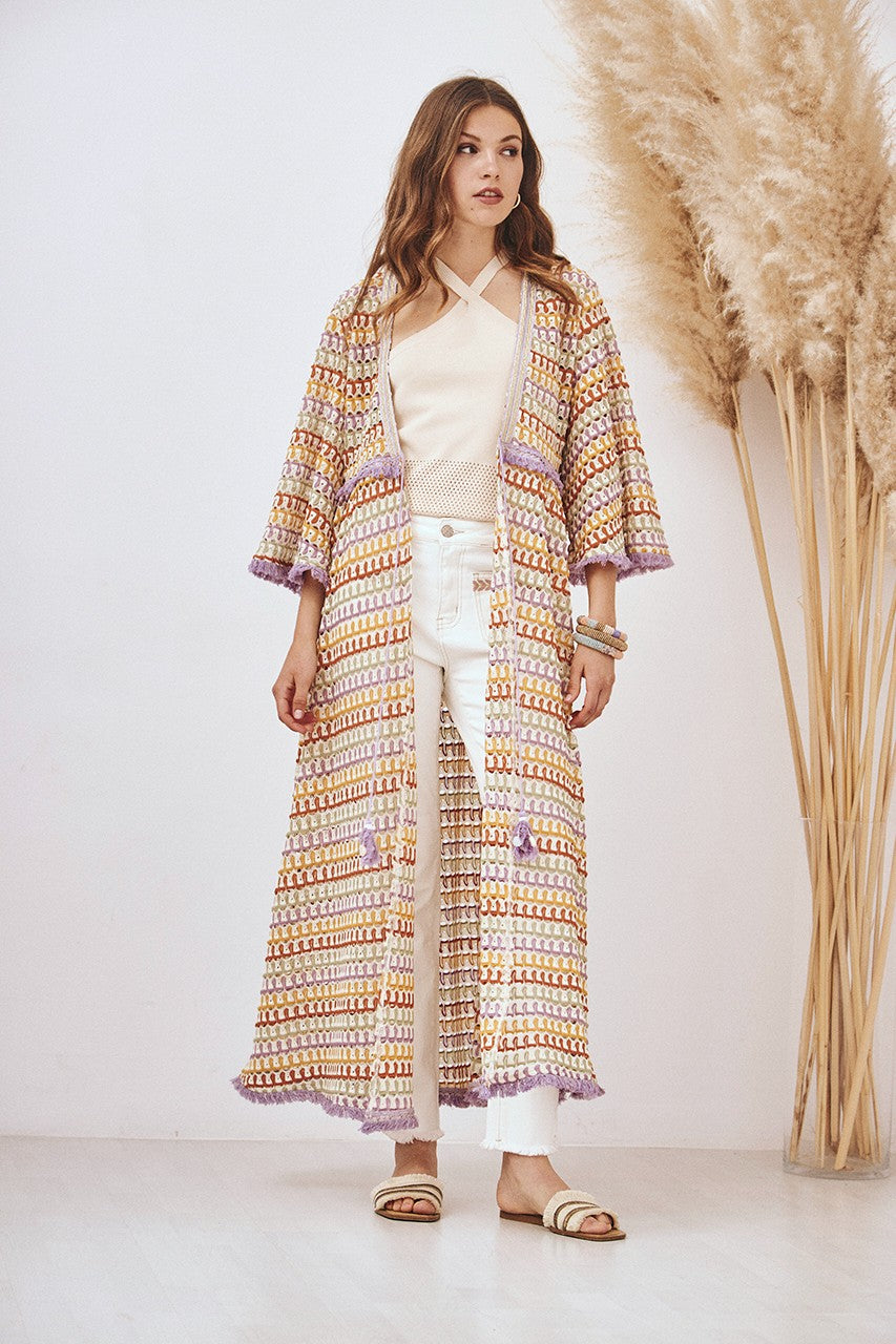 Kimono lungo a righe