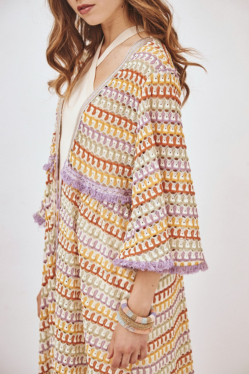 Kimono lungo a righe