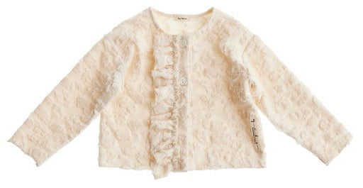 Giacca in felpa di cotone sfilacciata colore panna