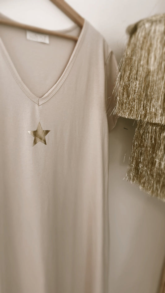 Abito Gold Star in jersey di cotone colore cipria