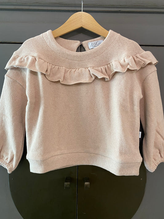 Maglia caldo cotone con volant colore rosa chiaro
