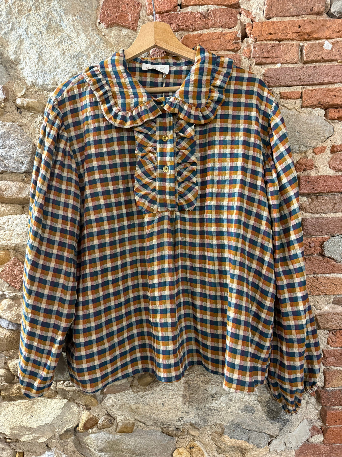 Camicia Sandra check Senape / Petrolio