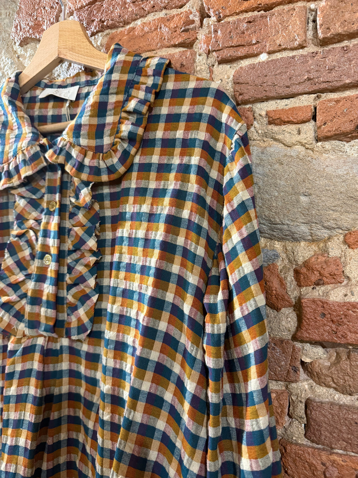 Camicia Sandra check Senape / Petrolio