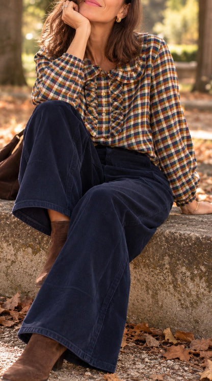 Camicia Sandra check Senape / Petrolio