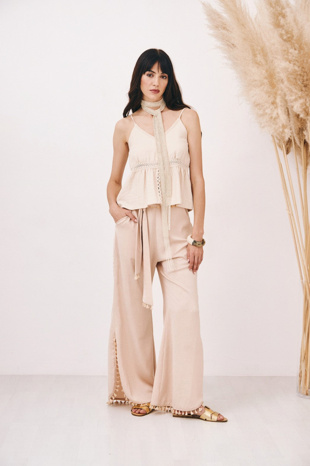 Top Lima con inserti macrame’