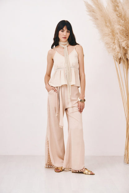 Top Lima con inserti macrame’