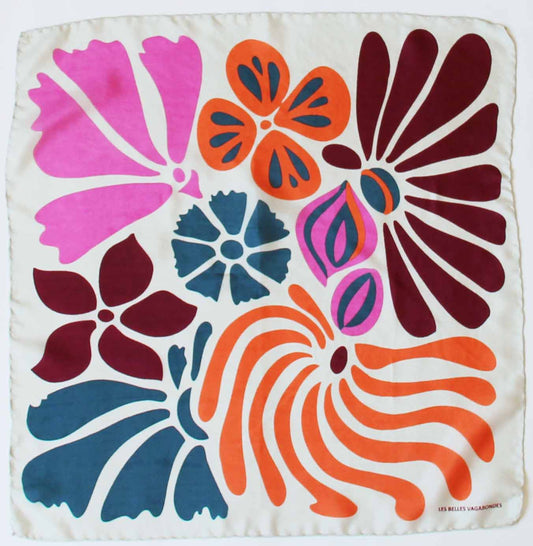 Mini Foulard Flower Power Gris Grey