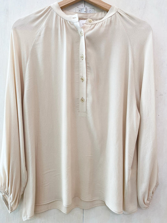 Blusa in crepe di viscosa colore burro
