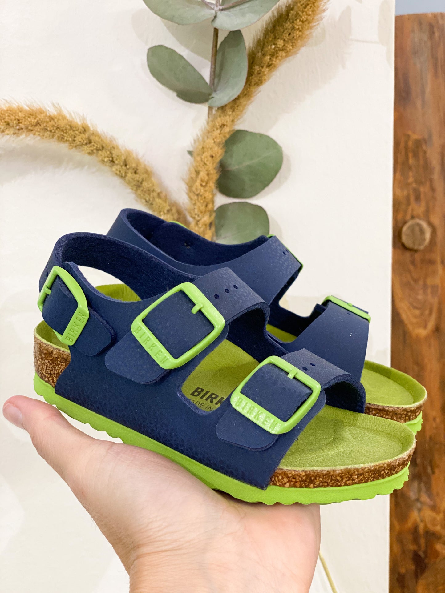 Birkenstock Milano sandalo bambino blu / verde