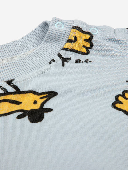 Tuta bambino in cotone stampa uccellini hi