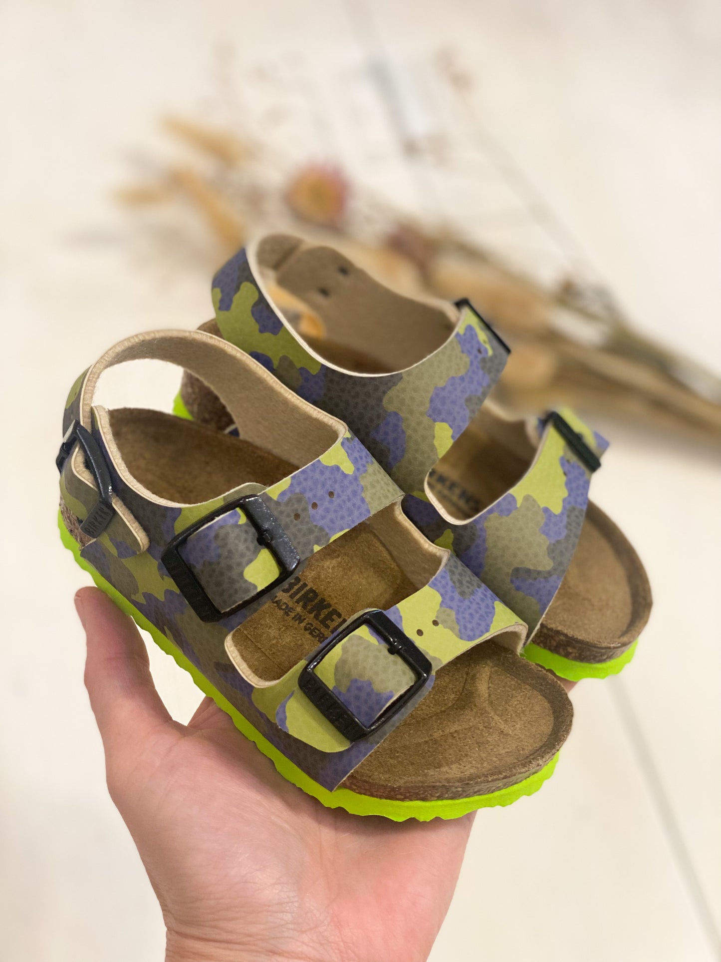 BIRKENSTOCK Milano sandalo bambino camouflage blu/lime