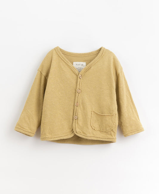 Cardigan bambino in cotone e lino colore lime