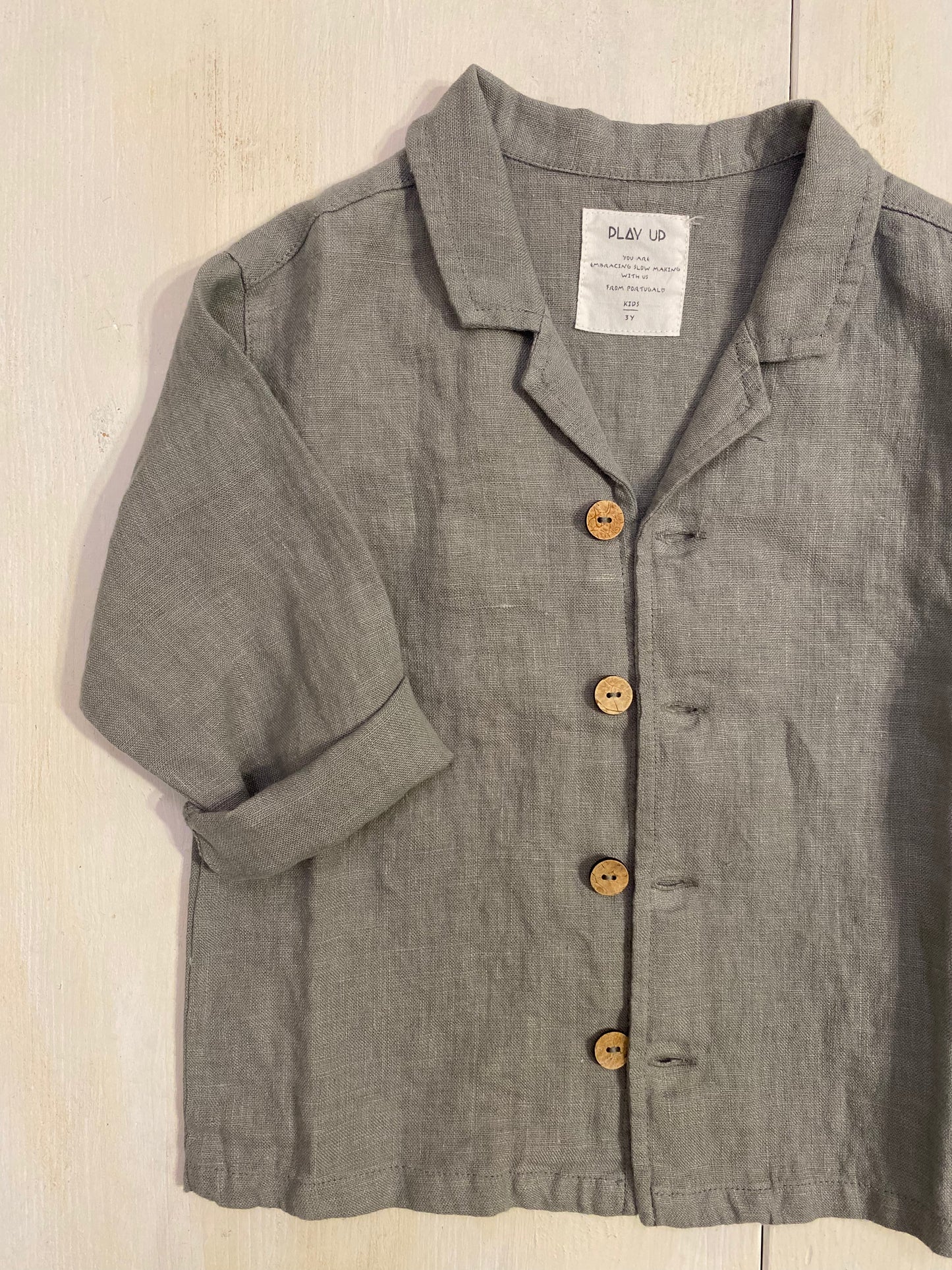 Giacca camicia in lino colore verde