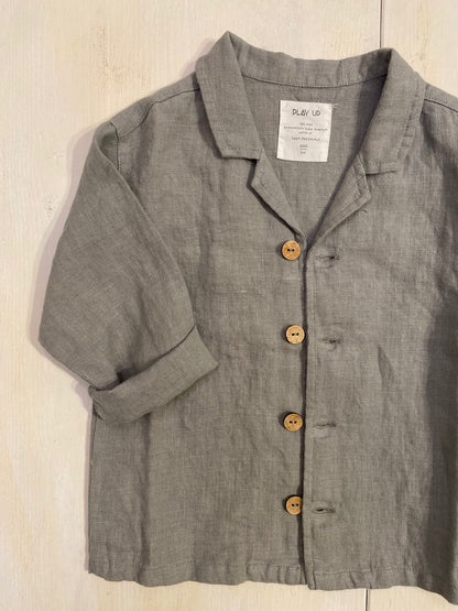 Giacca camicia in lino colore verde