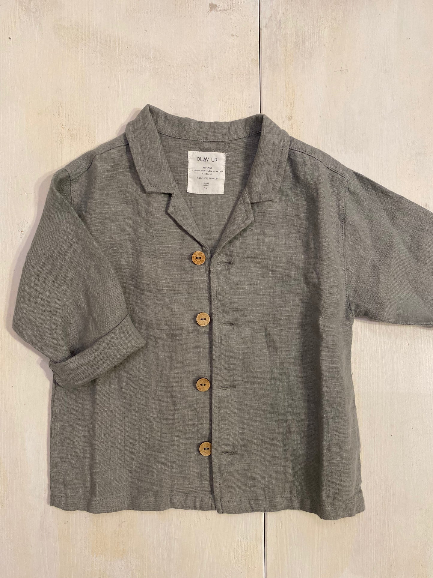 Giacca camicia in lino colore verde