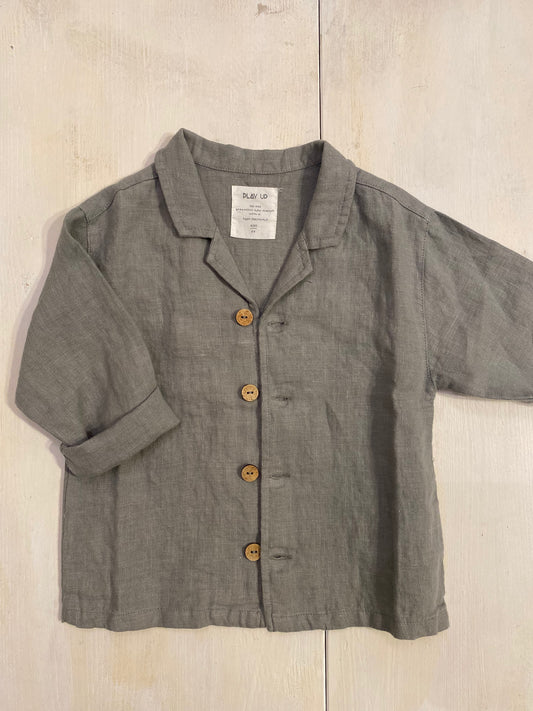 Giacca camicia in lino colore verde