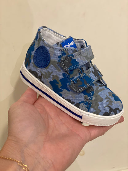 sneakers in tela fantasia camouflage azzurro