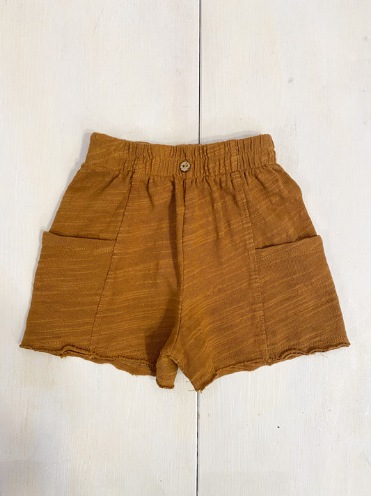 pantaloncino in maglia di cotone colore curcuma