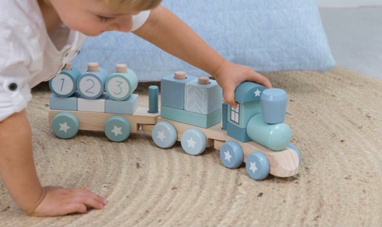 LITTLE DUTCH Trenino in legno toni azzurri