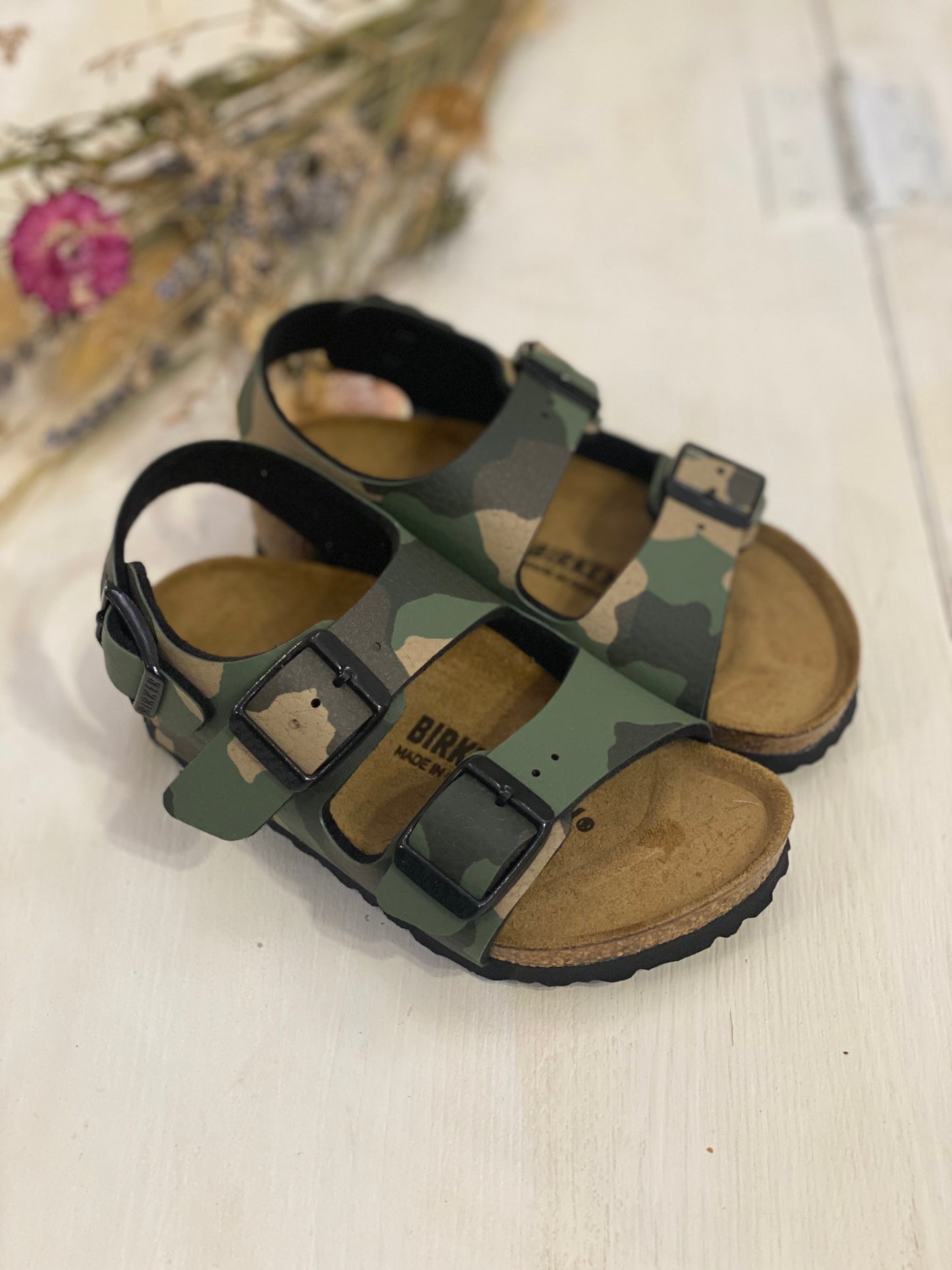 BIRKENSTOCK Milano sandali bambino pelle camouflage verde