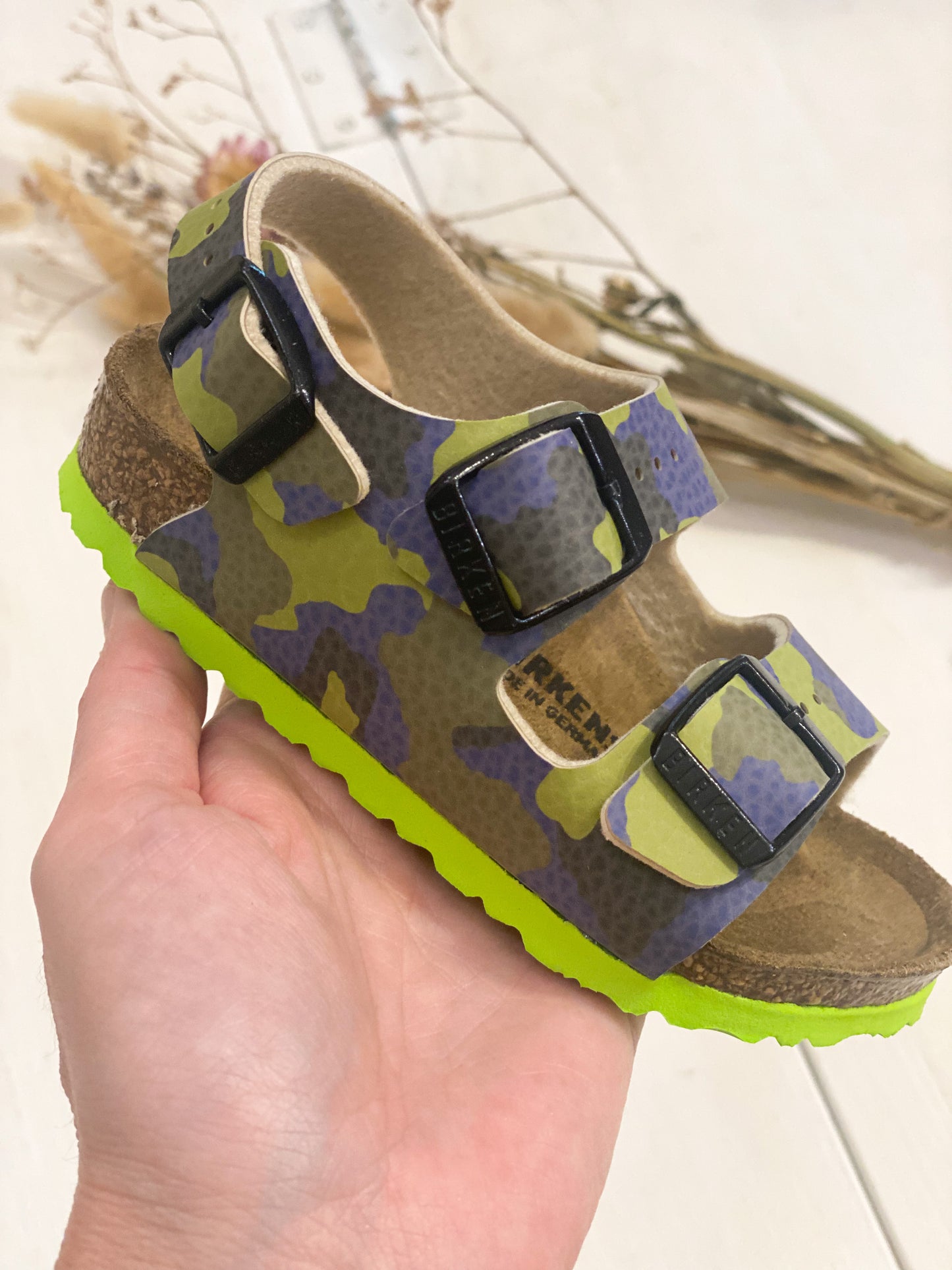 BIRKENSTOCK Milano sandalo bambino camouflage blu/lime