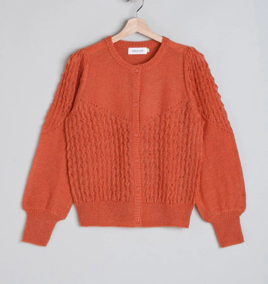 Cardigan donna in maglia colore arancio